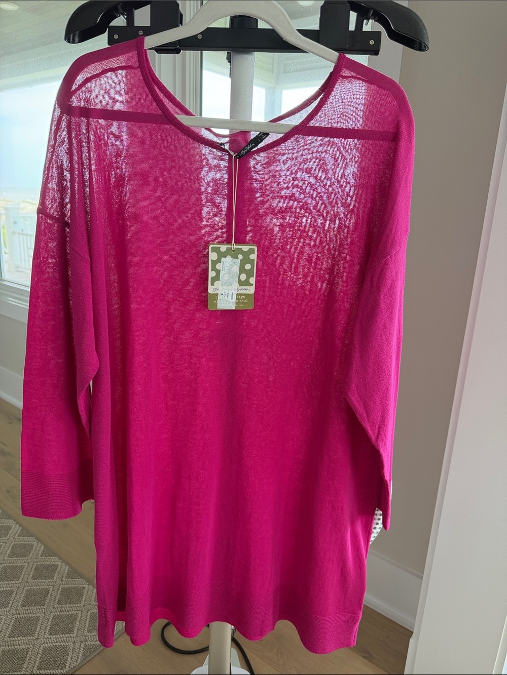 Gudrun Sjoden Tunic Top Cotton Lightweight Sweater Ribbed Hem Langelook Relaxed